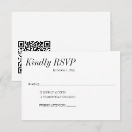 Minimal Elegant Black White Classic Wedding QR 出欠カード