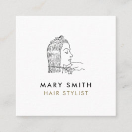 Minimal Elegant Black White  Hair Square スクエア名刺