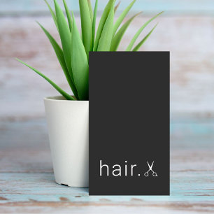 Minimal Elegant Black White Scissors Hairstylist 名刺