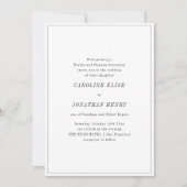 Minimal Elegant Black White Serif Classic Wedding 招待状 (正面)
