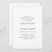 Minimal Elegant Black White Serif Classic Wedding 招待状 (正面/裏面)