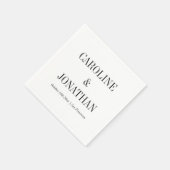 Minimal Elegant Black White Serif Wedding Names スタンダードカクテルナプキン (角)