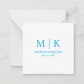 Minimal & Elegant Blue Monogram Wedding ノートカード (正面)