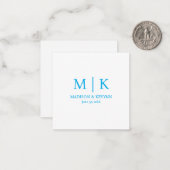 Minimal & Elegant Blue Monogram Wedding ノートカード (正面/裏面インサイチュ)