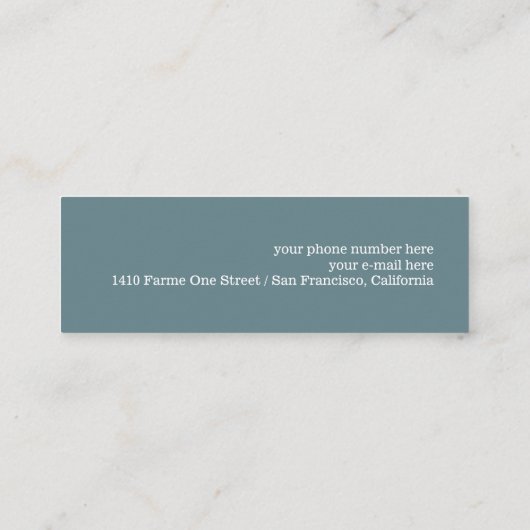 Minimal Elegant Blue Travel Agent スキニー名刺 (裏面)