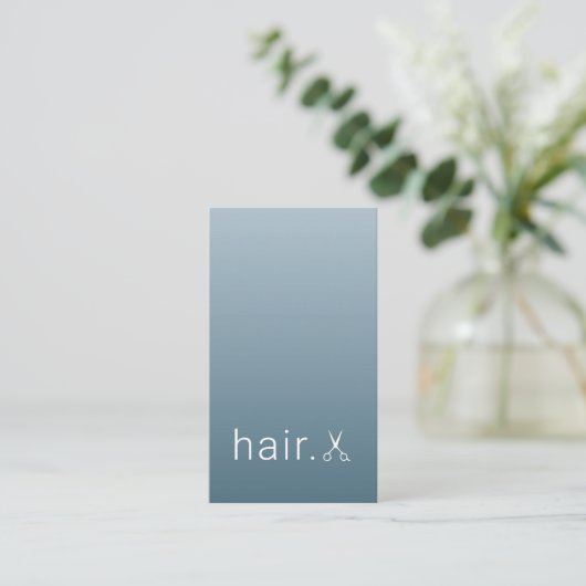 Minimal Elegant Blue White Scissors Hairstylist 名刺 (スタンド正面)