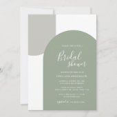 Minimal Elegant Boho Arch Sage Green Bridal Shower 招待状 (正面)