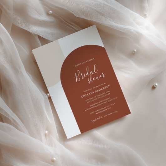 Minimal Elegant Boho Arch Terracotta Bridal Shower 招待状