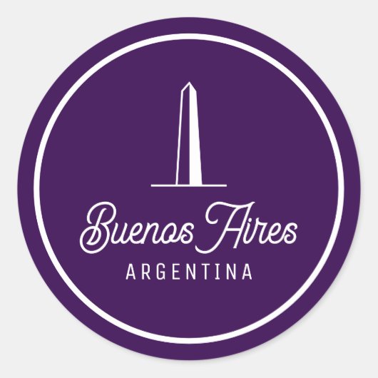 Minimal, Elegant Buenos Aires, Argentina Sticker ラウンドシール (正面)