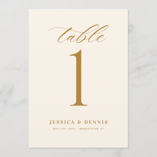 Minimal Elegant Calligraphy Script Table Number (正面)