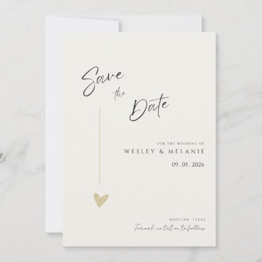 Minimal Elegant Calligraphy Typo Wedding  セーブザデート (正面)