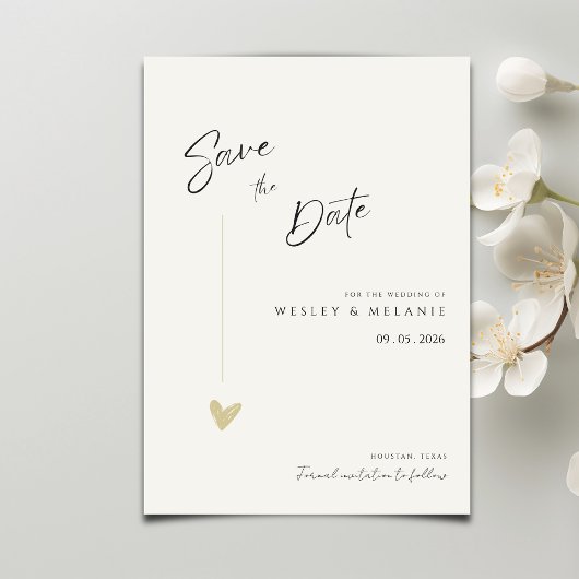 Minimal Elegant Calligraphy Typo Wedding  セーブザデート
