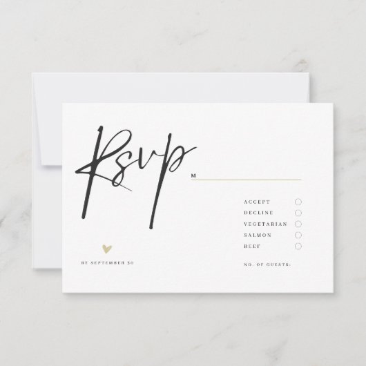 Minimal Elegant Calligraphy Typo Wedding 出欠カード (正面)