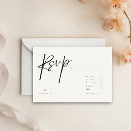 Minimal Elegant Calligraphy Typo Wedding  出欠カード