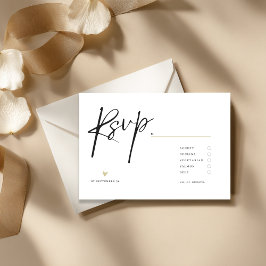 Minimal Elegant Calligraphy Typo Wedding  出欠カード