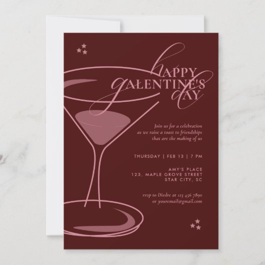 Minimal Elegant Chic Typography 2026 Galentine's 招待状 (正面)