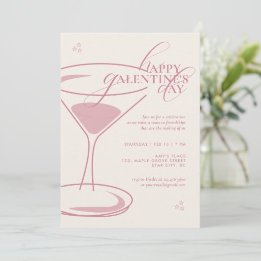 Minimal Elegant Chic Typography Galentines Day 招待状 (スタンド正面)