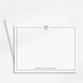 Minimal Elegant Crest Monogram Note Card  案内状
