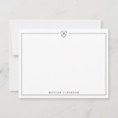 Minimal Elegant Crest Monogram Note Card  案内状 (正面)