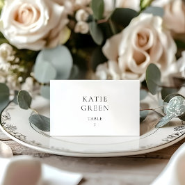 Minimal Elegant Custom Wedding Place Card テーブルナンバー