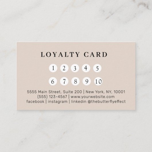 Minimal Elegant Eyebrow Salon Loyalty 名刺 (裏面)