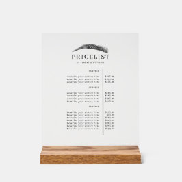 Minimal Elegant Eyebrow Salon Pricelist アクリルサイン