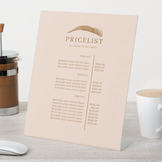 Minimal Elegant Eyebrow Salon Pricelist 台座サイン (インサイチュ)
