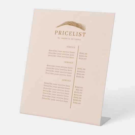 Minimal Elegant Eyebrow Salon Pricelist 台座サイン (正面)