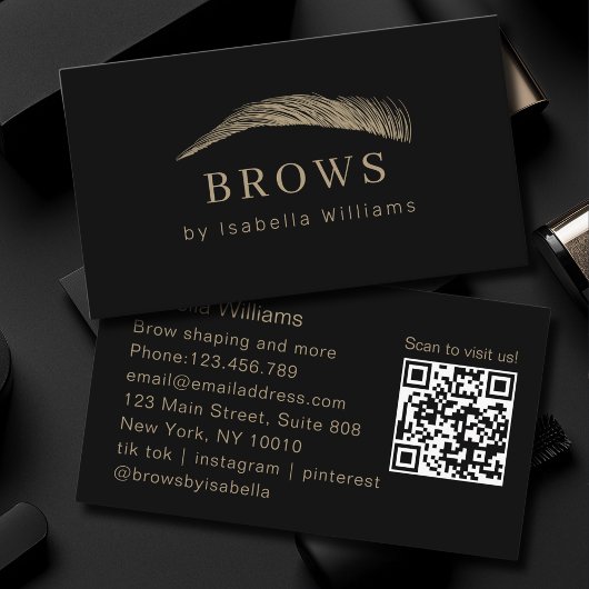 Minimal Elegant Eyebrow Salon QR-Code 名刺