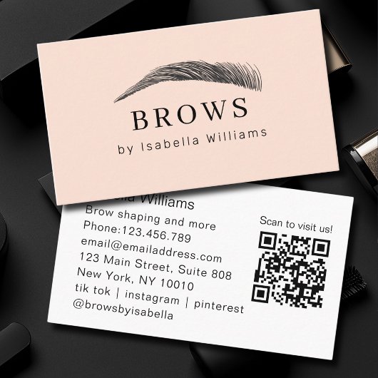 Minimal Elegant Eyebrow Salon QR-Code 名刺