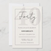 Minimal Elegant Forty 40th Birthday Celebration  招待状 (正面)