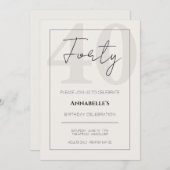 Minimal Elegant Forty 40th Birthday Celebration  招待状 (正面/裏面)