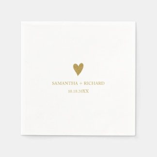 Minimal Elegant Gold Heart Wedding Personalized   スタンダードカクテルナプキン