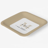 Minimal Elegant Gold Monogram Family Year Est. ペーパープレート (傾斜あり)