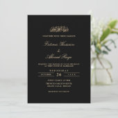 Minimal Elegant Gold Script Black Muslim Wedding 招待状 (スタンド正面)