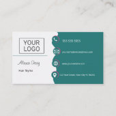 Minimal Elegant Green Pink Hair Stylist  名刺 (正面)