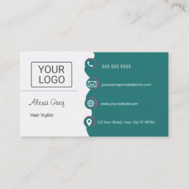 Minimal Elegant Green Pink Hair Stylist  名刺