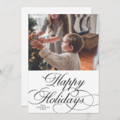 Minimal Elegant Happy Holidays 1 Photo Christmas  シーズンカード (正面/裏面)