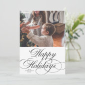 Minimal Elegant Happy Holidays 1 Photo Christmas  シーズンカード (スタンド正面)