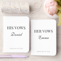 Minimal Elegant His/Hers Modern Wedding Vow Books 