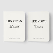 Minimal Elegant His/Hers Modern Wedding Vow Books 