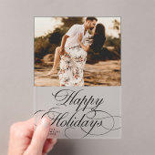 Minimal Elegant Holiday 1 Photo Christmas Card アクリル招待状 (インサイチュ (ポータブル))