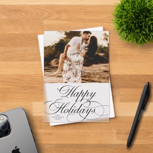 Minimal Elegant Holiday 1 Photo Christmas Card アクリル招待状 (インサイチュ (招待状))