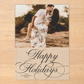 Minimal Elegant Holiday 1 Photo Christmas Card アクリル招待状 (正面)
