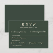 Minimal Elegant Hunter Green RSVP with Entrées (正面/裏面)