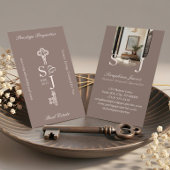 Minimal Elegant Key Monogram Stylish Arch Photo 名刺