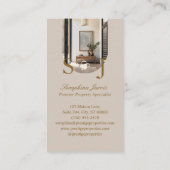 Minimal Elegant Key Monogram Stylish Arch Photo  名刺 (裏面)