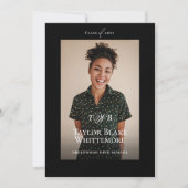 Minimal Elegant Monogram Black Graduation Photo 案内状 (正面)