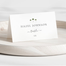 Minimal Elegant Palm Tree Wedding Place Cards テーブルナンバー