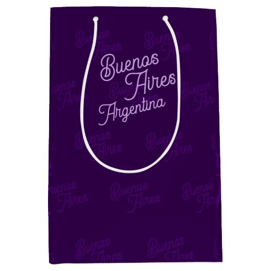 Minimal, Elegant, Pattern Buenos Aires, Argentina ミディアムペーパーバッグ (正面)